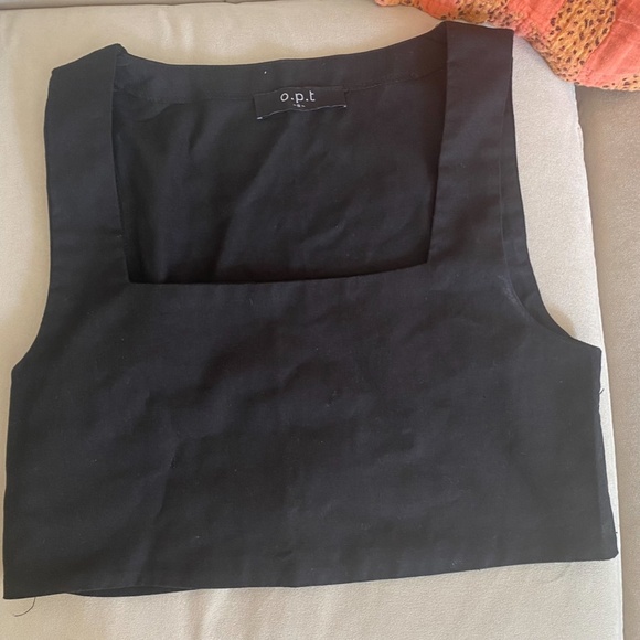 OPT One Pretty Time Womens Black Square Neck Sleeveless Crop Top S - Picture 1 of 3